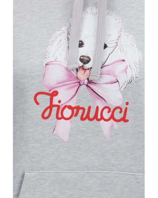 Fiorucci Gray Hoodie Poodle Print Cotton Sweatshirts