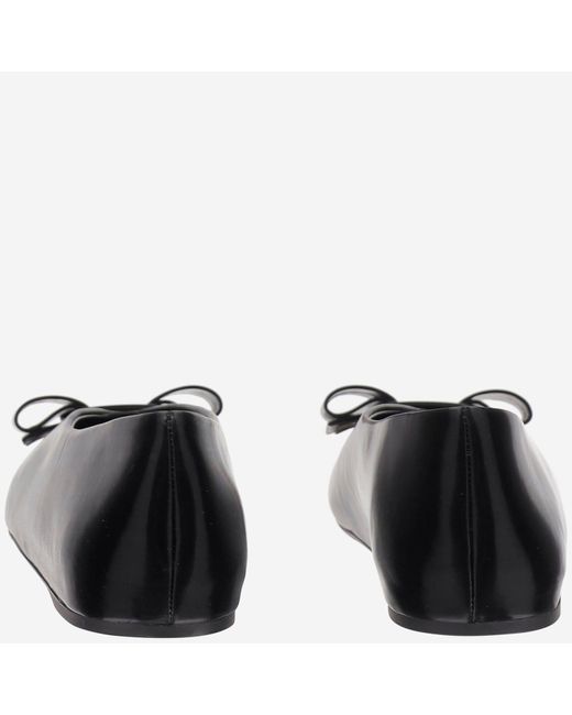 Ferragamo Black Leather Bow Ballerina Flats