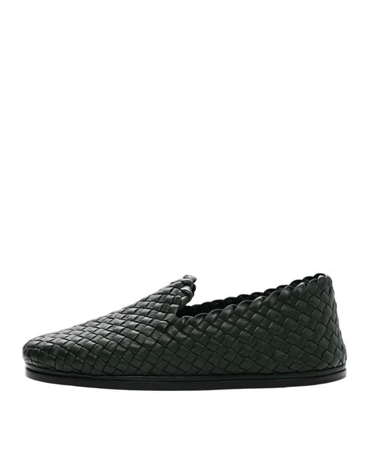 Bottega Veneta Black Nappa Intrecciato Loafers for men