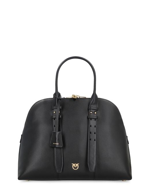 Pinko Black Bowling Bag Escape Maxi Leather Cow Handbags