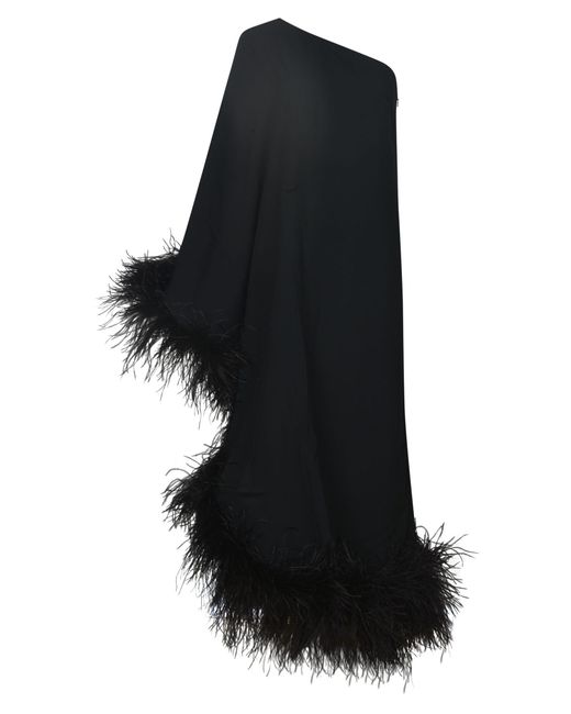 ‎Taller Marmo Black Fringed One-Sleeve Long Dress