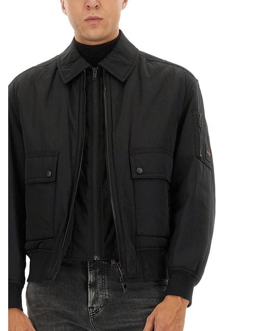 Boss Black Bomber Jacket With Removable Lining Polyester for men
