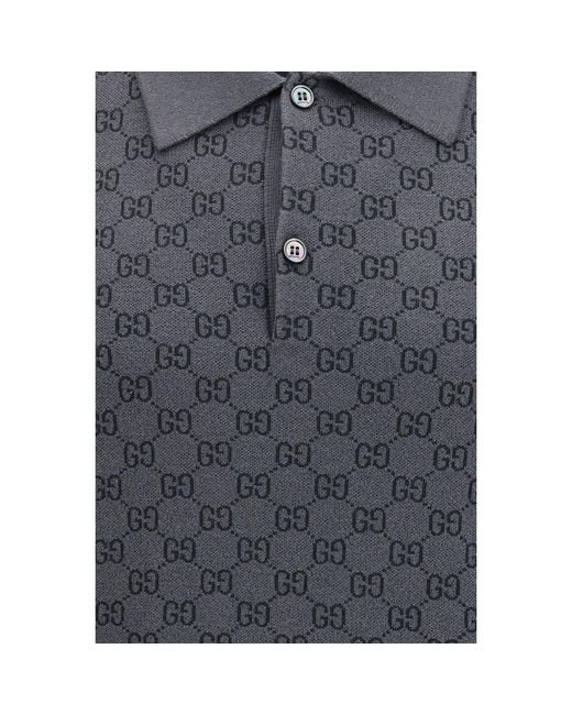 Gucci Blue Gray Wool Oves Aries Polo Shirt for men