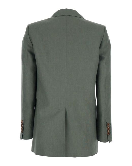 Le Plain Green Double-Breasted Jacket With Peak Revers