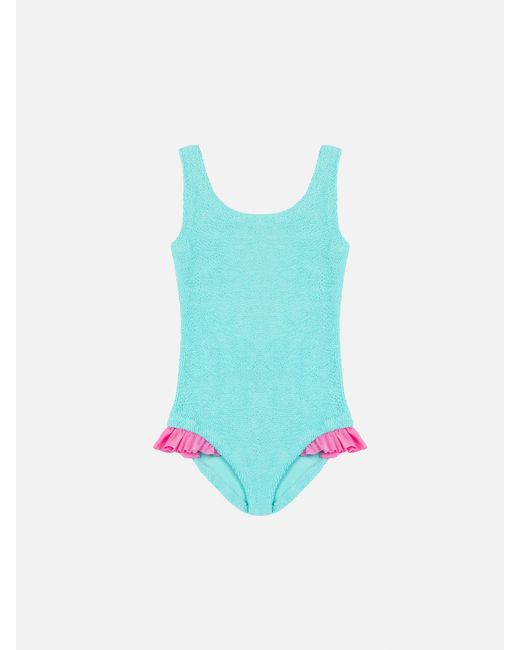 Mc2 Saint Barth Blue Tiana Water Crinckle One-Piece Swimsuit One Piece