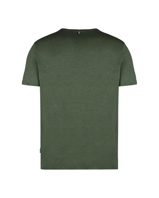 Boss Green Linen Crew-Neck T-Shirt for men