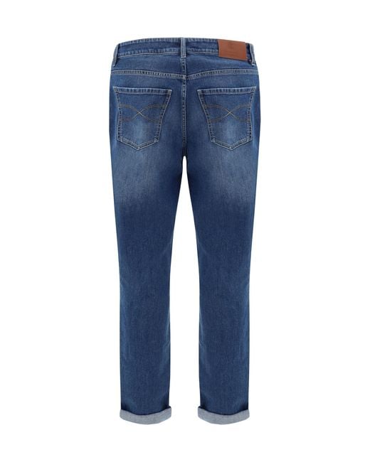 Brunello Cucinelli Blue Straight Jeans Cotton; Elastane for men