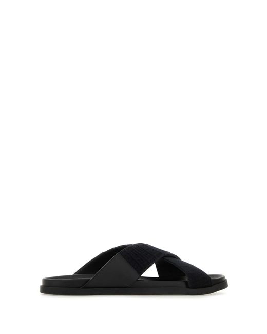Givenchy Black Leather And Cotton Slippers for men