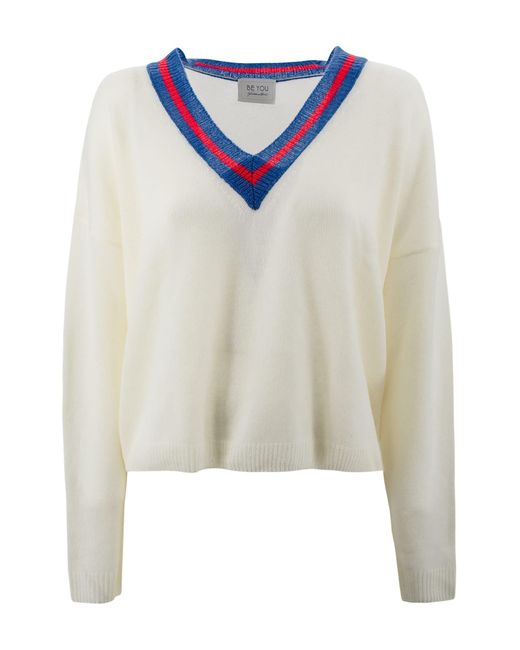 Be You Blue Tennis V-neck Sweater