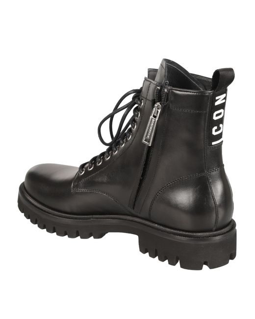 DSquared² Black Be Icon Combat Boots for men
