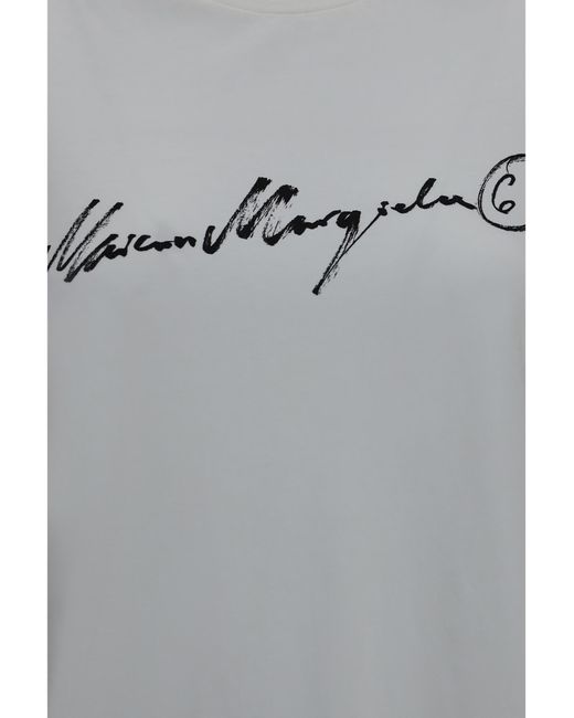 MM6 by Maison Margiela Gray Central-Print T-Shirt Cotton T-Shirts