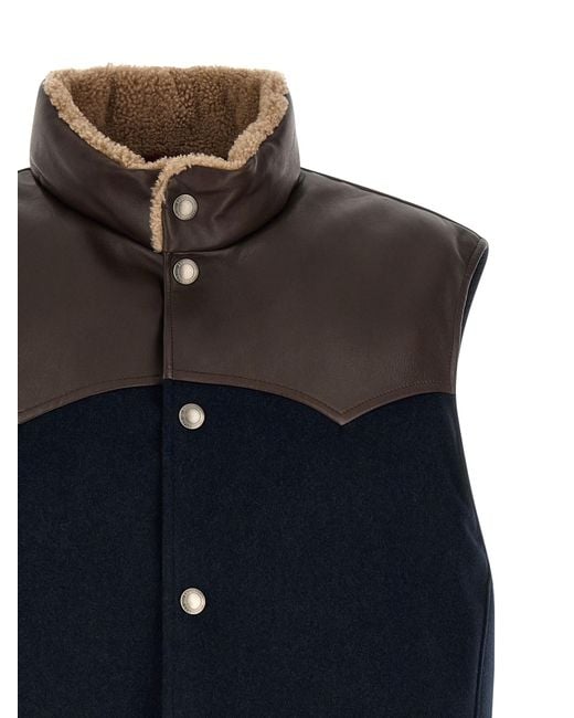 Brunello Cucinelli Blue Wool Sleeveless Jacket Clothing for men