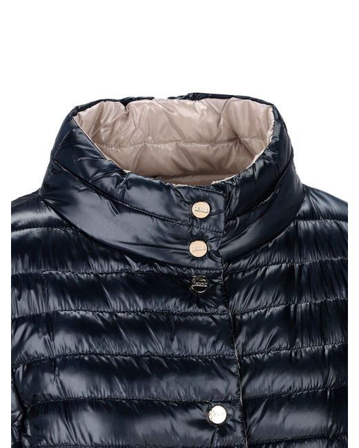Herno Blue Reversible Button-up Padded Down Jacket