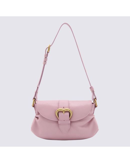 Pinko Pink Leather Mini Jolene Shoulder Bag