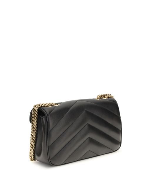 Saint Laurent Black Leather Crossbody Bag Loulou Lamb Shoulder