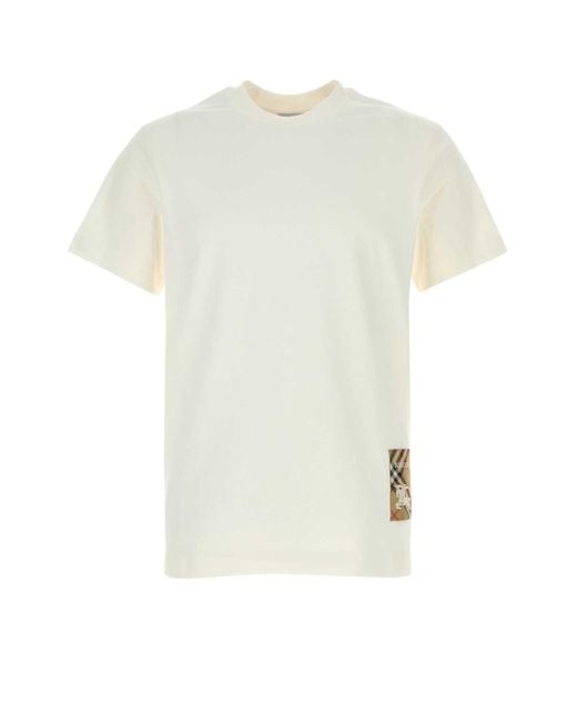 Burberry White Cotton T-Shirt for men