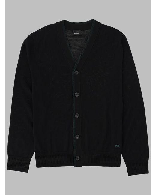 Paul Smith Black Cardigan Merino Wool Jumpers for men