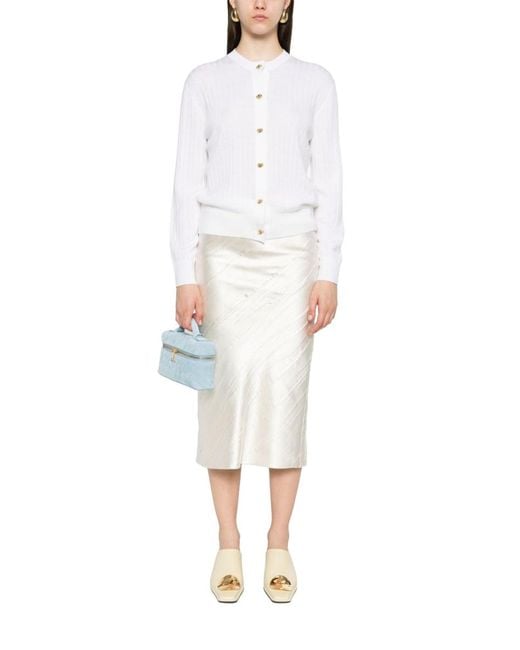 Bottega Veneta White Cardigan Wool Jumpers
