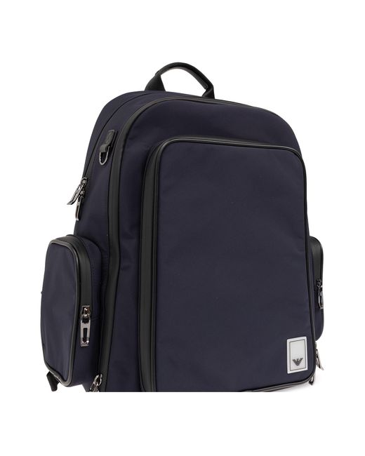 Emporio Armani Blue Backpack With Logo, for men