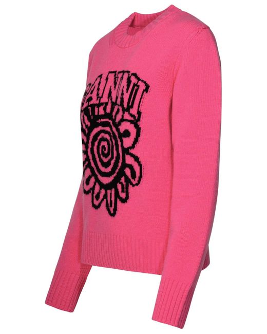 Ganni Pink Fuchsia Wool Blend Sweater
