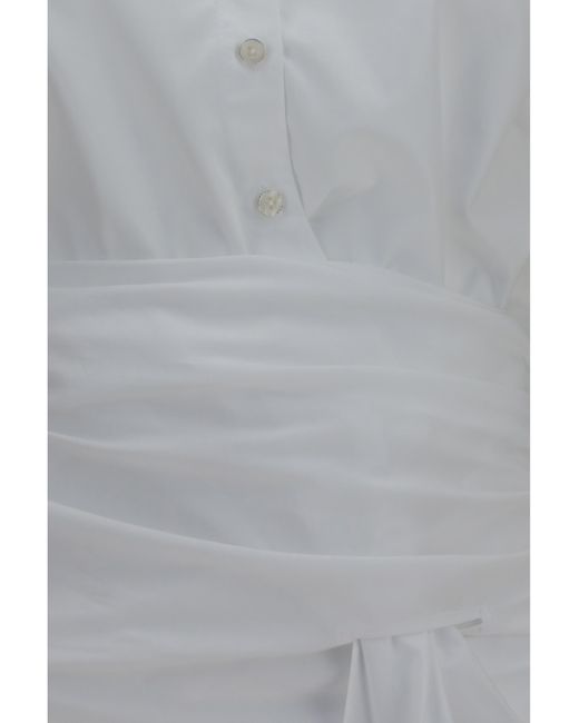 7FOR White Waist-Knot Shirt Cotton