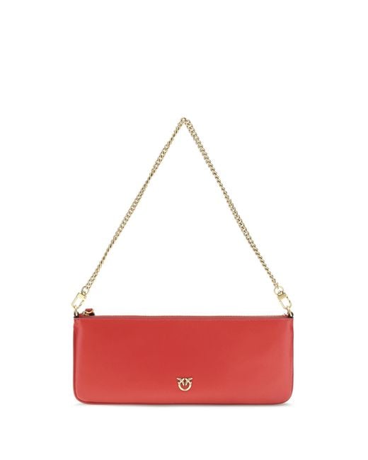 Pinko Red Horizontal Flat Leather Shoulder Bag