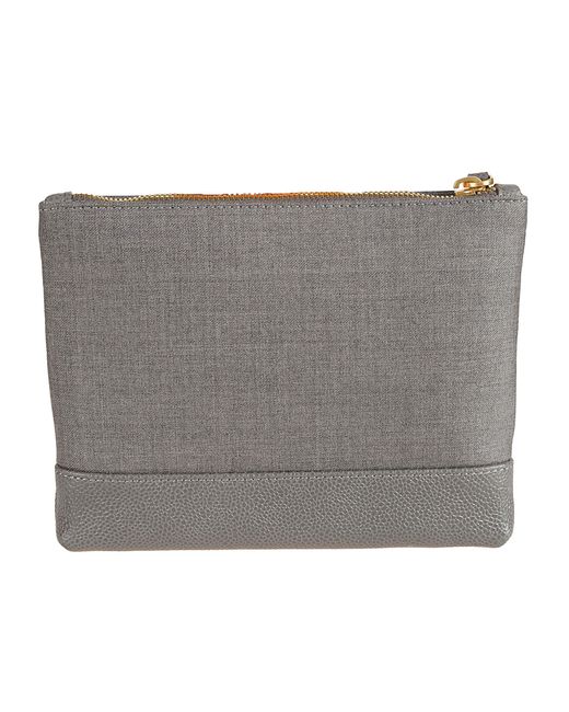 Thom Browne Gray 4-Bar Zipped Clutch for men