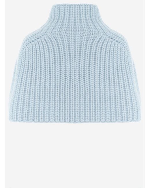 Sa Su Phi Blue Cashmere High-Neck Shawl Capes