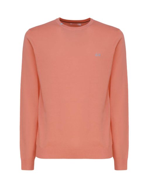 Sun 68 Pink Sweater With Logo for men