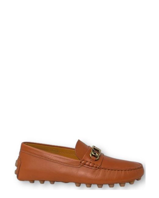 Tod's Brown Gommino Logo Plaque Slip-on Loafers