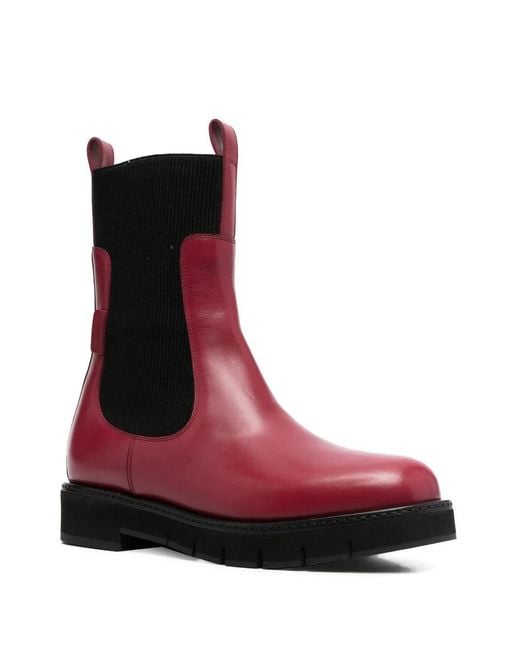Ferragamo Red Ribbed 40Mm Chelsea Boots