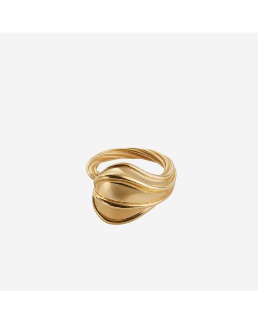 Bottega Veneta Metallic Drop Ring 18K Finish