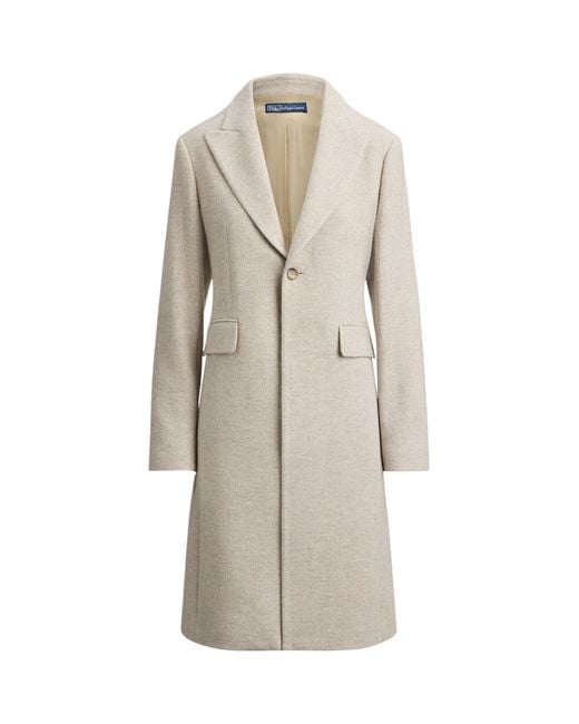 Ralph Lauren White Wool Coat With Logo
