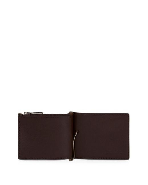 Etro Brown Paisley Jacquard Fabric Bifold Card Holder With Metal Money Clip for men