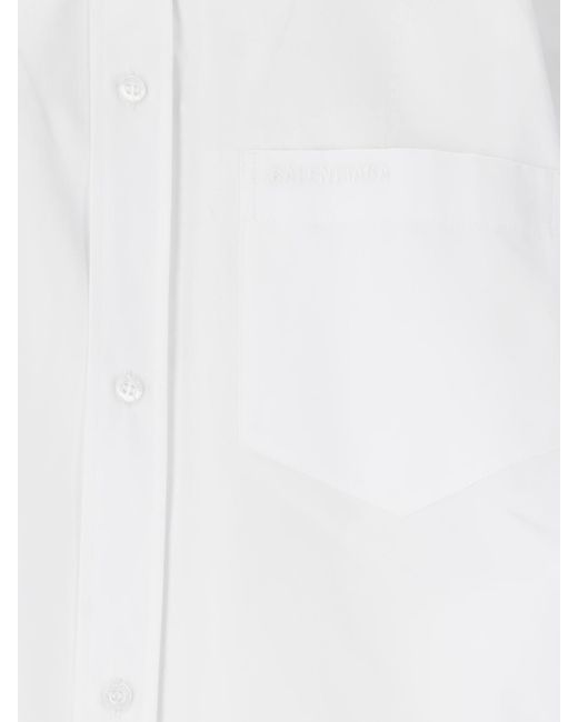 Balenciaga White Oversize Shirt With Pocket