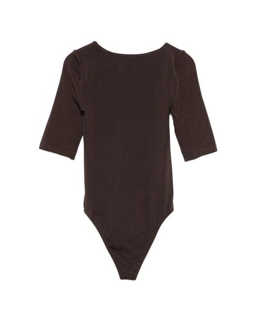 Wolford Brown Solid Round Neck Top