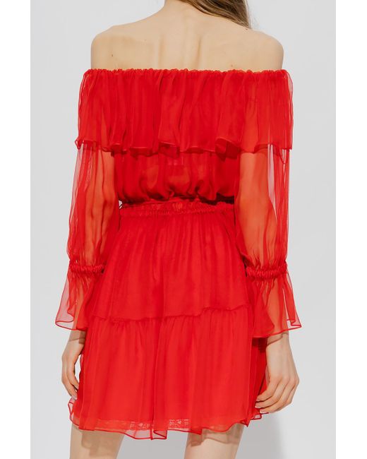 Gucci Red Chiffon Mini Dress