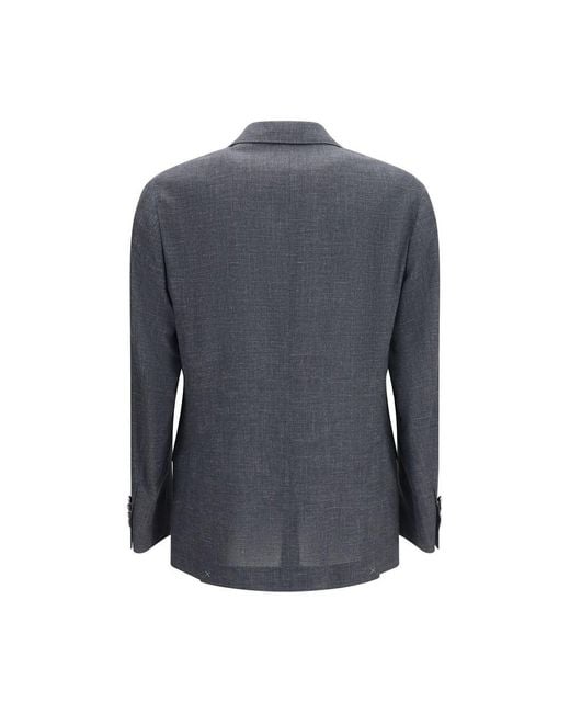 Brunello Cucinelli Blue Gray Wool Oves Aries Blazer for men
