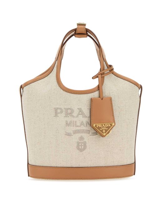 Prada Natural Sand Canvas Handbag