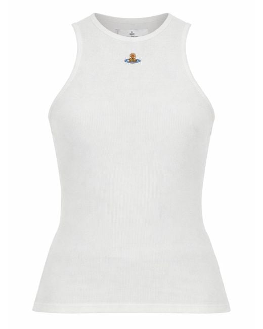 Vivienne Westwood White Logo Top Waistcoats & Gilets