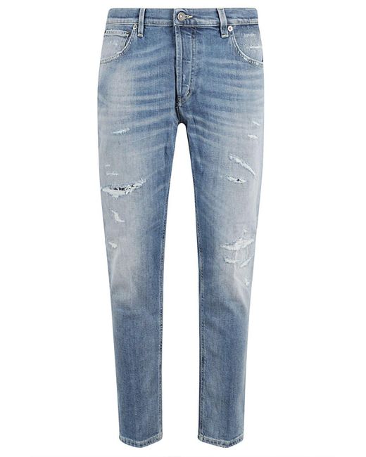Dondup Blue Ripped Detailed Jeans for men