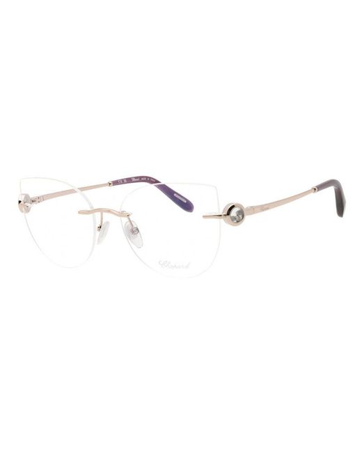 Chopard Metallic Eyeglasses Cat Eye Rimless, Shiny Frame And Clear Demo Lenses Lens Vchl27S0A39