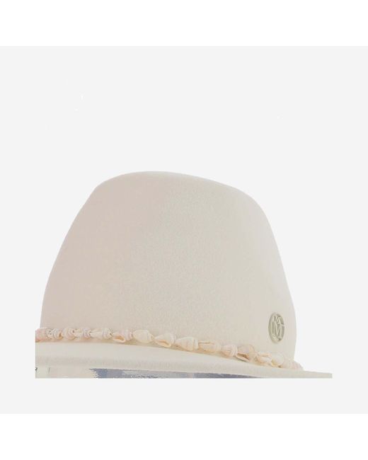 Maison Michel White Kyra Wool Felt Hat With Shells