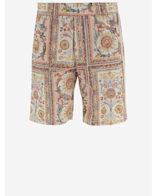 Just Cavalli Natural Nylon Shorts With Ornamental Print Polyamide for men