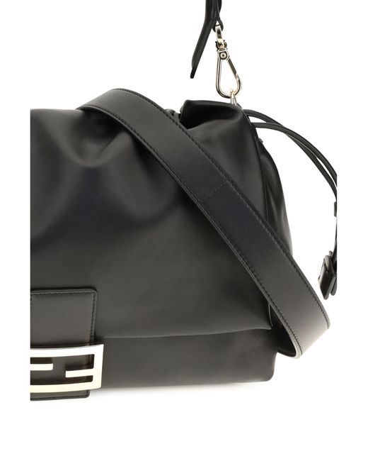 Fendi Black Baguette Soft Nappa Leather Shoulder Bag Calf Bos Taurus