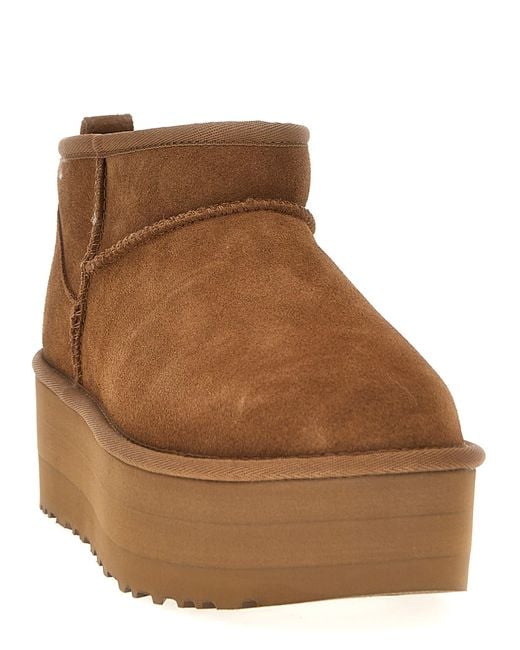 Ugg Brown Classic Ultra Mini Platform Ankle Boots