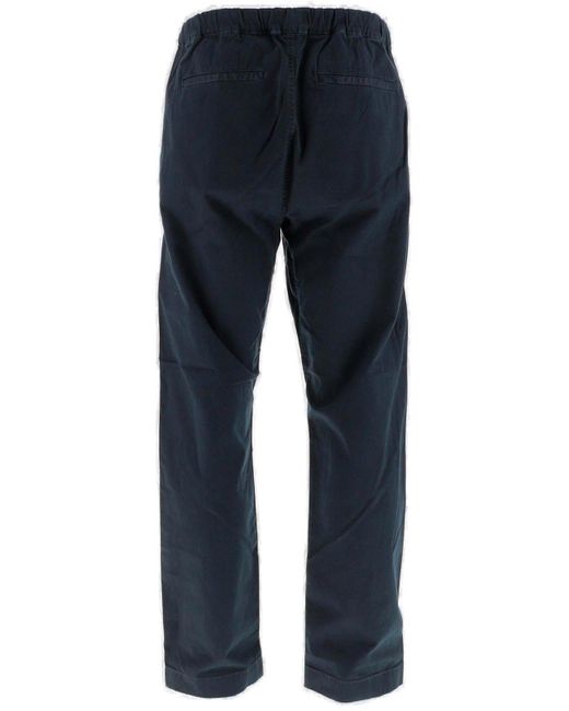 Woolrich Blue Straight-Leg Belted-Waist Trousers for men