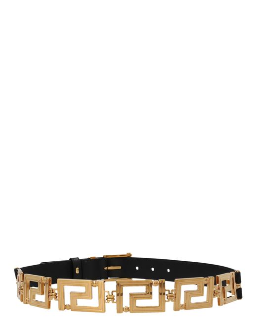 Versace Black Logo Chain Belts