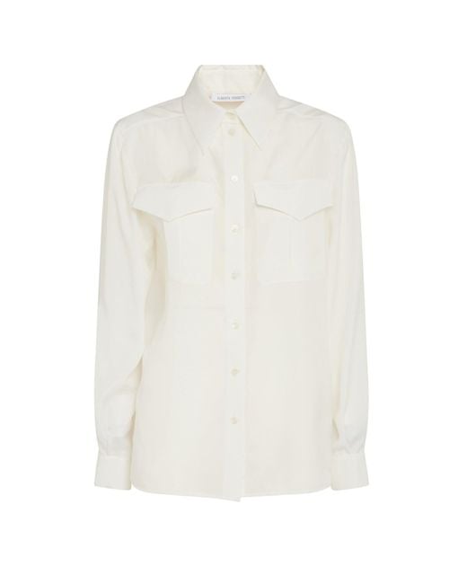 Alberta Ferretti White Patched Pocket Regular Plain Shirt