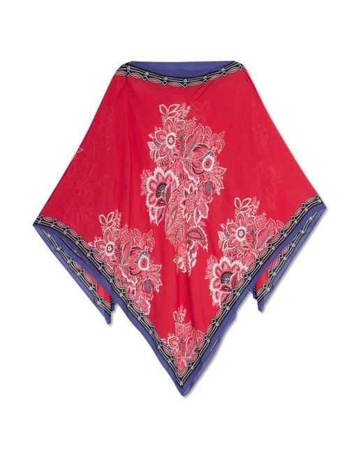 Etro Red Printed Satin Cape